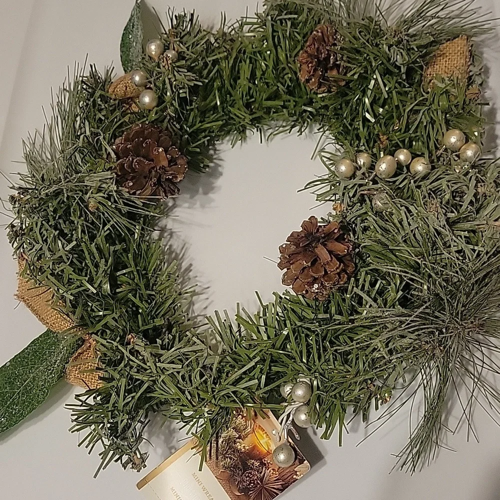 Pier 1 Green Mini Wreath with Pinecones Set Of Two